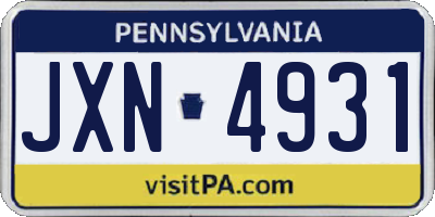 PA license plate JXN4931