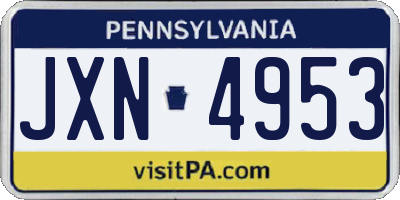 PA license plate JXN4953