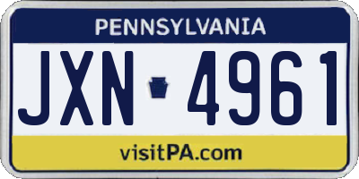 PA license plate JXN4961