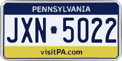PA license plate JXN5022
