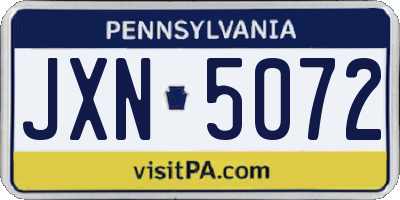 PA license plate JXN5072