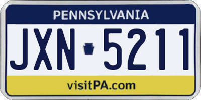 PA license plate JXN5211