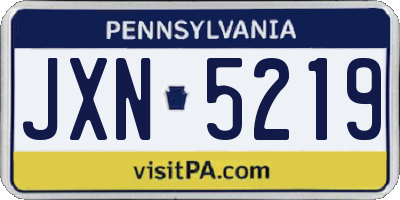 PA license plate JXN5219