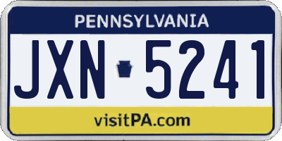 PA license plate JXN5241
