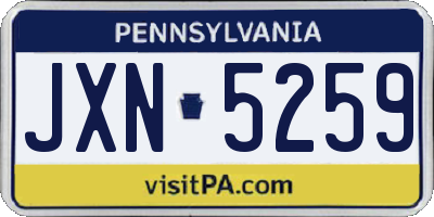 PA license plate JXN5259