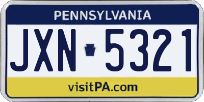 PA license plate JXN5321