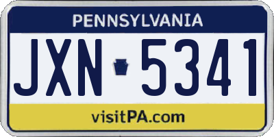 PA license plate JXN5341