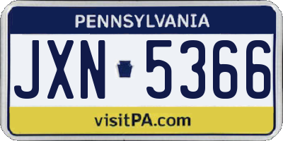 PA license plate JXN5366