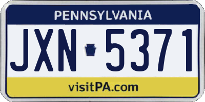PA license plate JXN5371
