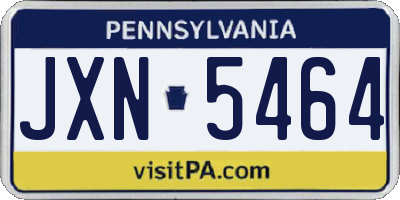 PA license plate JXN5464