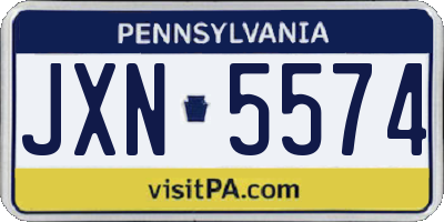 PA license plate JXN5574