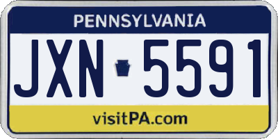 PA license plate JXN5591