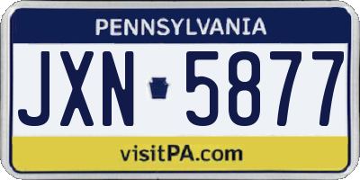 PA license plate JXN5877