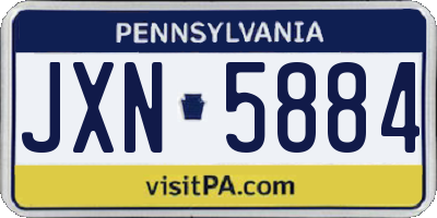 PA license plate JXN5884