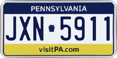 PA license plate JXN5911