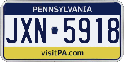 PA license plate JXN5918