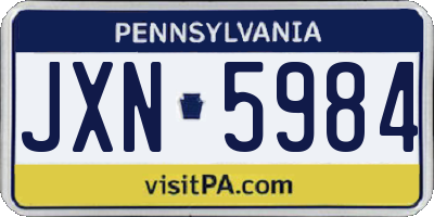 PA license plate JXN5984