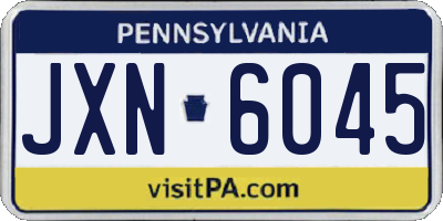 PA license plate JXN6045