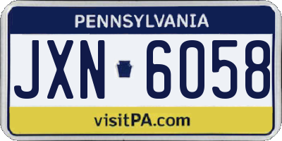 PA license plate JXN6058