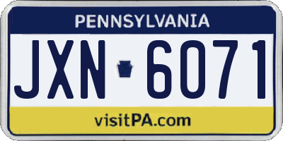 PA license plate JXN6071