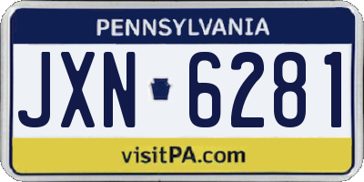 PA license plate JXN6281