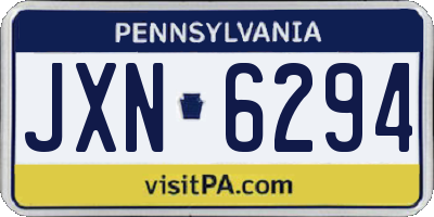 PA license plate JXN6294