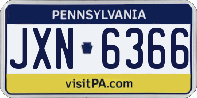 PA license plate JXN6366