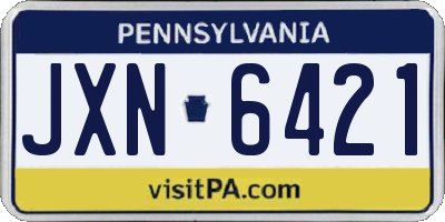 PA license plate JXN6421