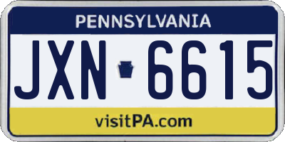 PA license plate JXN6615