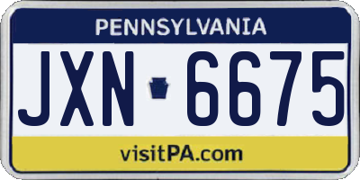 PA license plate JXN6675