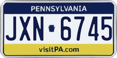 PA license plate JXN6745
