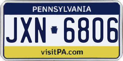 PA license plate JXN6806