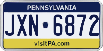 PA license plate JXN6872