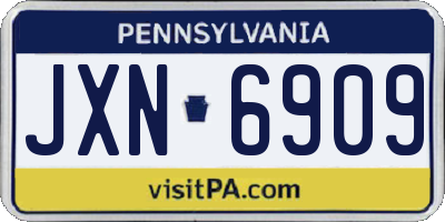 PA license plate JXN6909