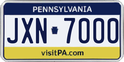 PA license plate JXN7000