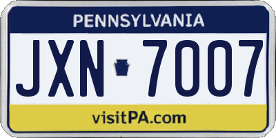 PA license plate JXN7007