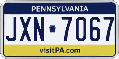 PA license plate JXN7067