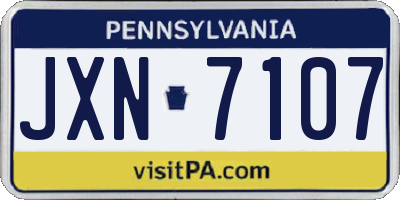 PA license plate JXN7107
