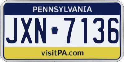 PA license plate JXN7136