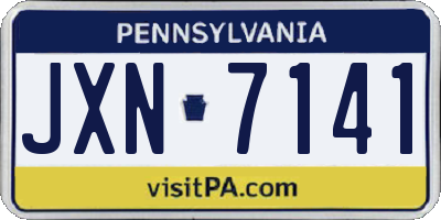 PA license plate JXN7141