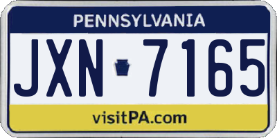 PA license plate JXN7165