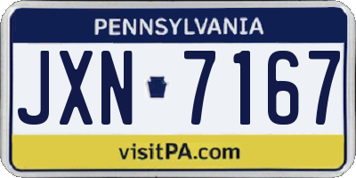 PA license plate JXN7167