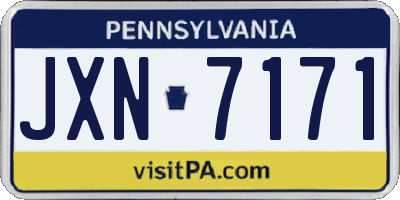 PA license plate JXN7171