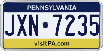 PA license plate JXN7235