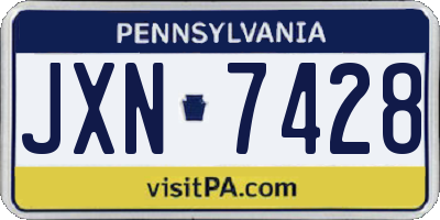 PA license plate JXN7428