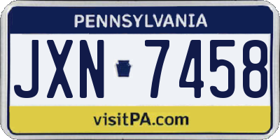 PA license plate JXN7458