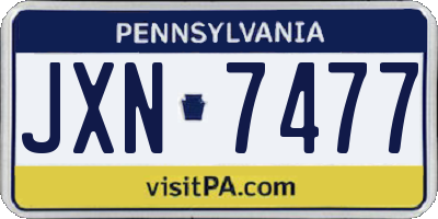 PA license plate JXN7477