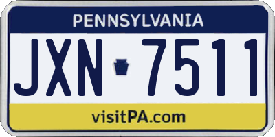 PA license plate JXN7511