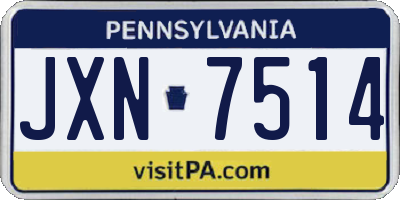 PA license plate JXN7514