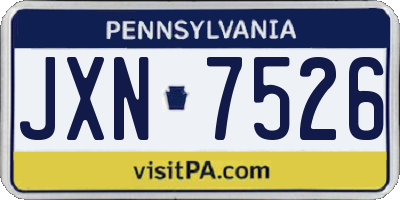 PA license plate JXN7526